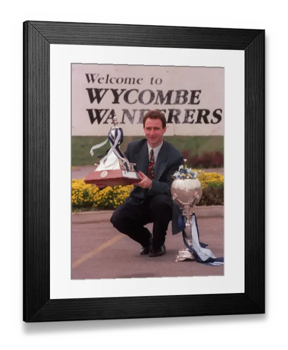 Framed Print : Wycombe Wanderers Martin O Neill with Vauxhall Conference and FA Trophy 1993
