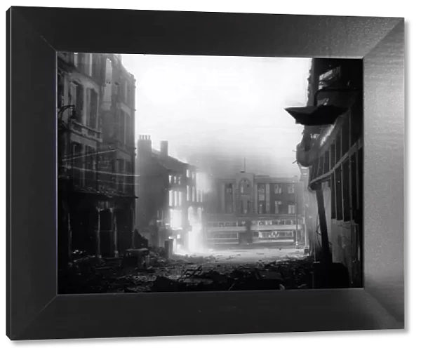 Aftermath of an air raid in Sheffield. December 1940