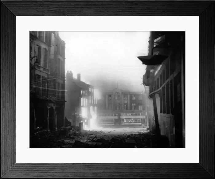 Framed Print : Aftermath of an air raid in Sheffield. December 1940 Framed Print : Aftermath of an air raid in Sheffield. December 1940