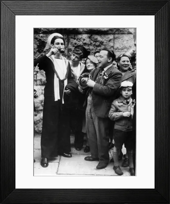 Framed Print : Free beer for sailors at the end of World War Two in Europe Framed Print : Free beer for sailors at the end of World War Two in Europe