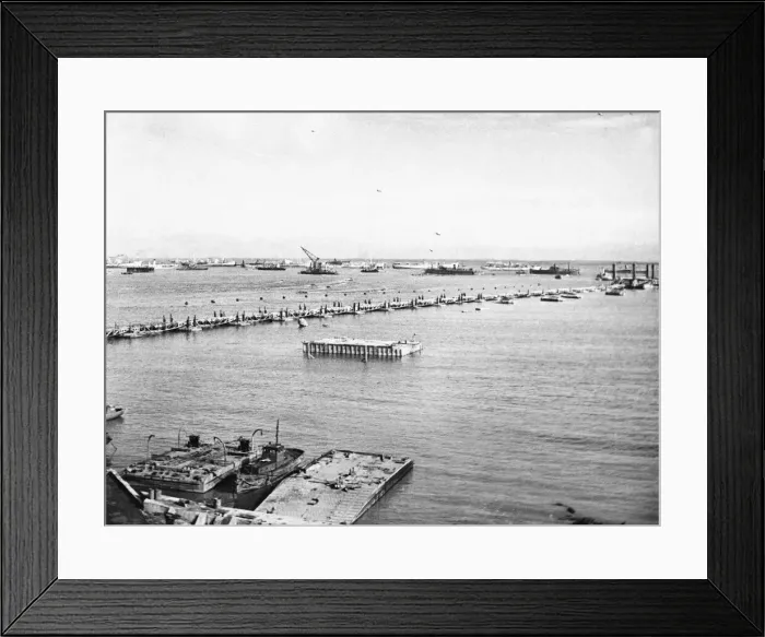 Framed Print : The Mulberry B harbour Port Winston'at Arromanches 23rd August 1944 Framed Print : The Mulberry B harbour Port Winston'at Arromanches 23rd August 1944