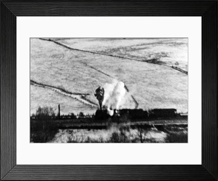 Framed Print : German locomotive explodes due to a U.s Eight Air Force fighter pilot dove in