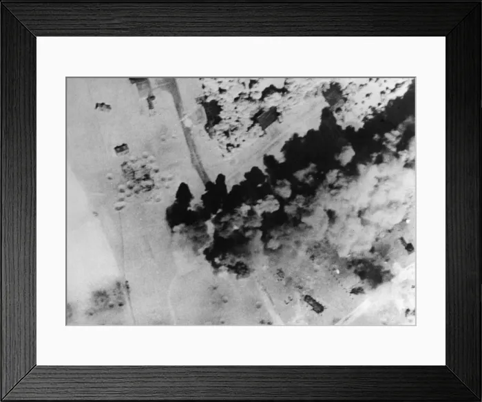 Framed Print : RAF Mitchell bombers of the 2nd Tactical Air Force make a daylight attack on the airfield Framed Print : RAF Mitchell bombers of the 2nd Tactical Air Force make a daylight attack on the airfield