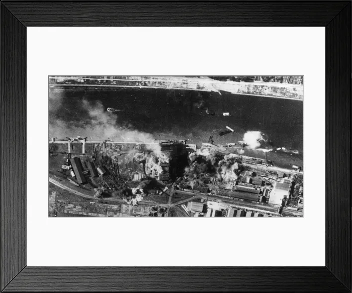 Framed Print : Photograph taken during an attack by Blenheim aircraft of RAF Bomber Command on a Framed Print : Photograph taken during an attack by Blenheim aircraft of RAF Bomber Command on a
