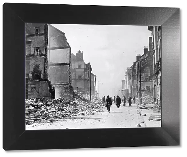 Fore Street, Devonport, Plymouth, Devon, after an air raid during The Blitz in