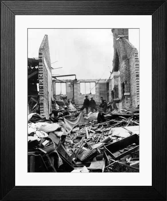 Framed Print : Scene at Chingford, London, where ARP men are clearing damage. Circa 1941