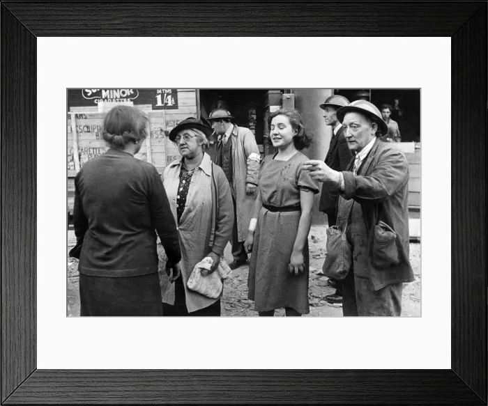 Framed Print : Air Raid Victims of the Blitz, London. The girl being led away is Miss J W Stokes Framed Print : Air Raid Victims of the Blitz, London. The girl being led away is Miss J W Stokes