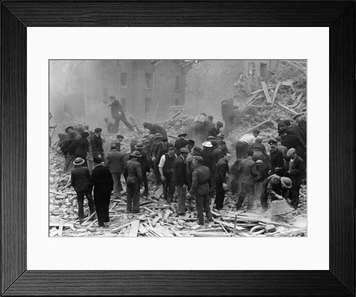 Framed Print : Southern England, lunch time Buzz Bomb. Picture shows, ARP workers