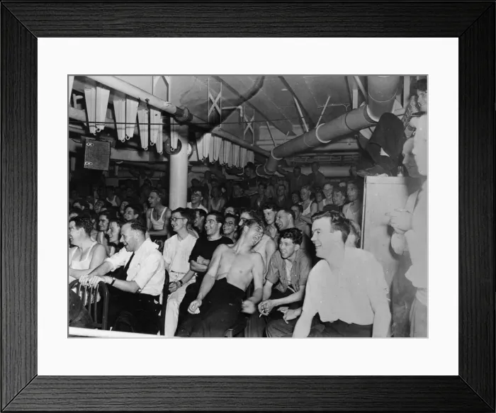 Framed Print : A joke appreciated by all of the ships crew of HMS Queen during a ships concert party