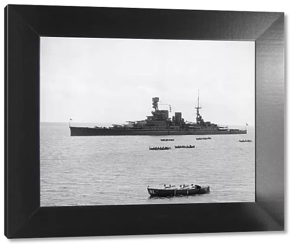 HMS Repulse pennant number 34 a Renown-class battlecruiser seen here at a fleet review