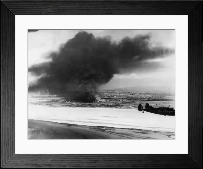 Framed Print : Aerial view of Dunkirk in Northern France, taken from the shore showing a remarkable Framed Print : Aerial view of Dunkirk in Northern France, taken from the shore showing a remarkable