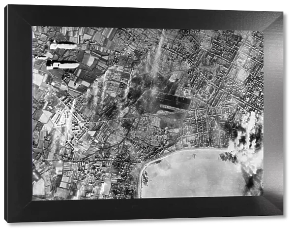 Photograph taken during an attack by bombers of the US Army Air Force on an Atlantic