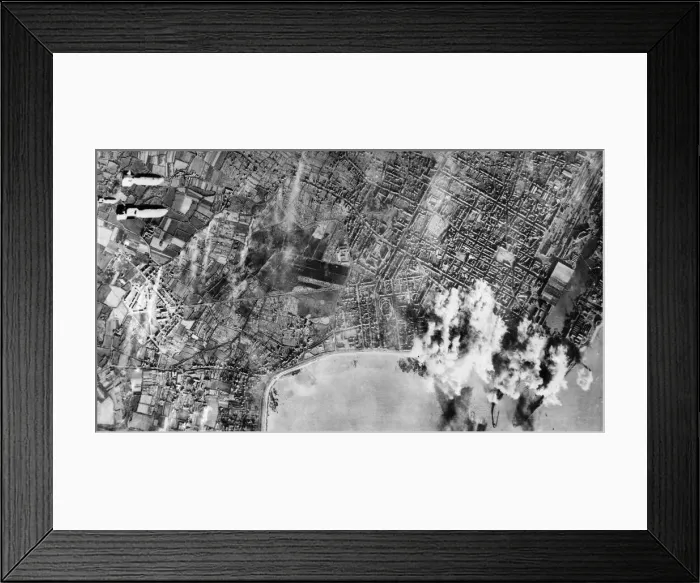 Framed Print : Photograph taken during an attack by bombers of the US Army Air Force on an Atlantic Framed Print : Photograph taken during an attack by bombers of the US Army Air Force on an Atlantic