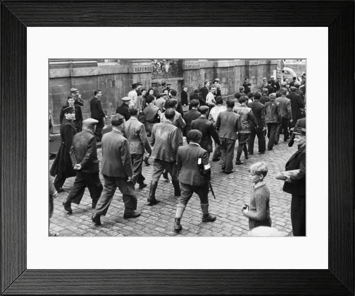 Framed Print : Collaborators being marched through the streets of Arras Framed Print : Collaborators being marched through the streets of Arras