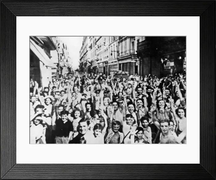 Framed Print : Civilian residents of Cannes cheer the entry of Allied Forces of Liberation as they Framed Print : Civilian residents of Cannes cheer the entry of Allied Forces of Liberation as they