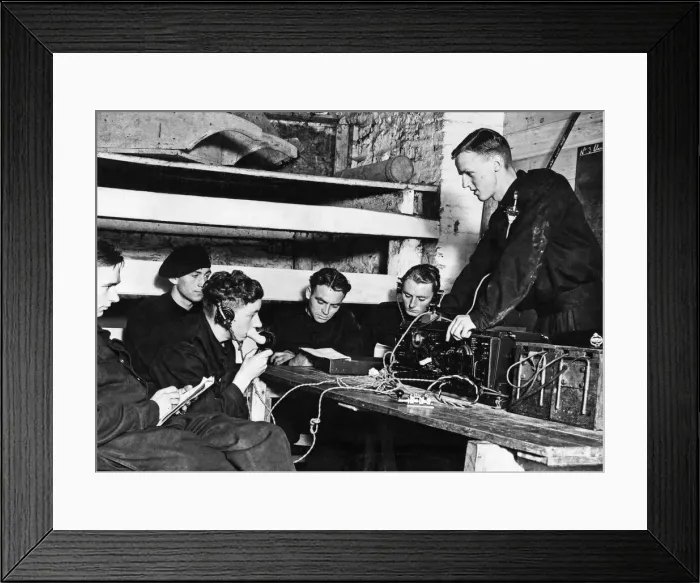 Framed Print : Wireless experts of a West Country Tank Corps unit practicing wireless telephony at their Framed Print : Wireless experts of a West Country Tank Corps unit practicing wireless telephony at their