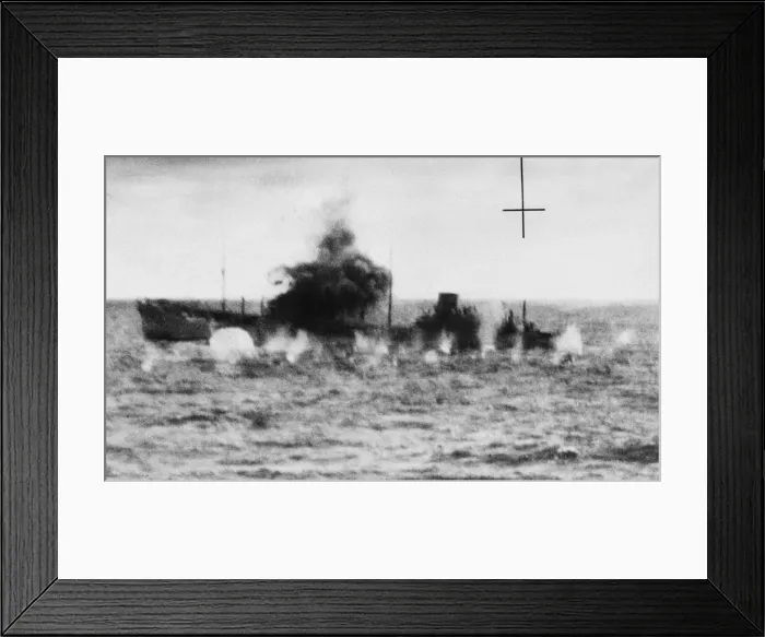 Framed Print : Blenheim aircraft of R. A. F. Mediterranean command delivers an attack from mast-high on an