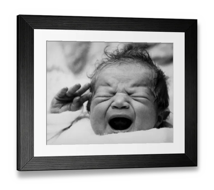Framed Print : January 1 1953 - Baby John McNish born at 1 minute past midnight salutes the arrival of Framed Print : January 1 1953 - Baby John McNish born at 1 minute past midnight salutes the arrival of