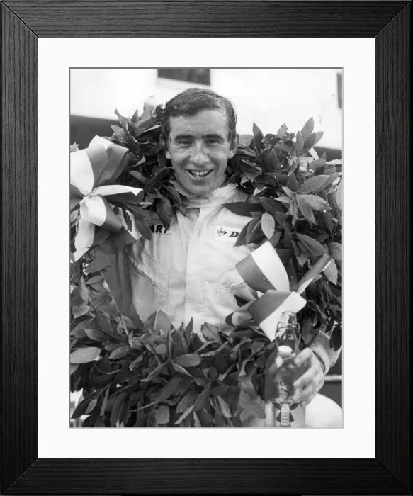 Framed Print : Jackie Stewart after winning the Monaco Grand Prix in 1966 Framed Print : Jackie Stewart after winning the Monaco Grand Prix in 1966