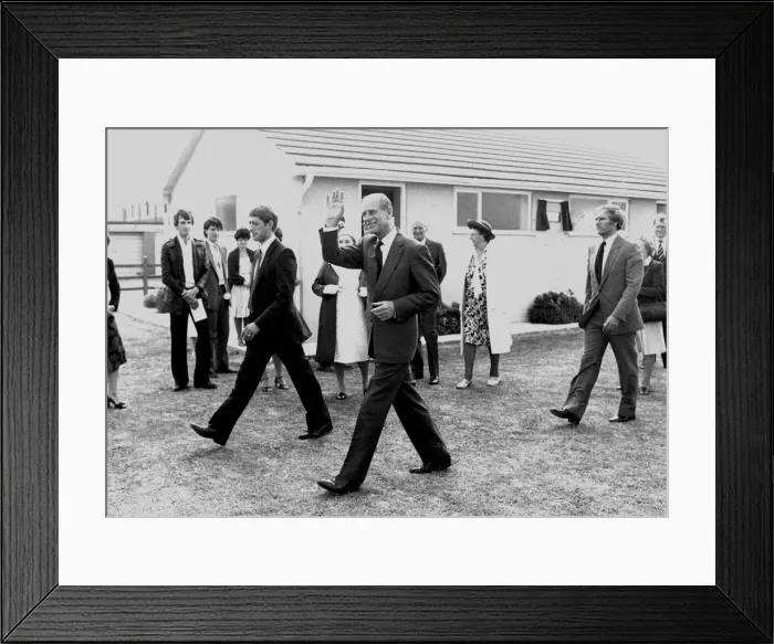 Framed Print : Prince Philip visiting and opening Bracklesham Bay FC changing rooms - 30 July 1982 Framed Print : Prince Philip visiting and opening Bracklesham Bay FC changing rooms - 30 July 1982