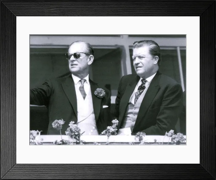 Framed Print : Prince Philip, Duke of Edinburgh with the Earl of Derby at the races - June 4 1981 Framed Print : Prince Philip, Duke of Edinburgh with the Earl of Derby at the races - June 4 1981