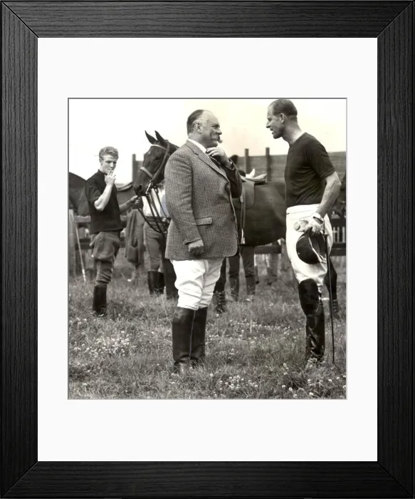 Framed Print : PRINCE PHILLIP WITH JIMMY EDWARDS CHATTING AT A POLO MATCH - 1964 Framed Print : PRINCE PHILLIP WITH JIMMY EDWARDS CHATTING AT A POLO MATCH - 1964