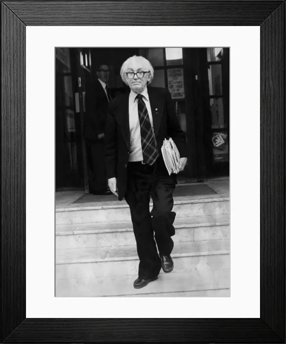Framed Print : Michael Foot leaving Transport House headquarters of the Transport