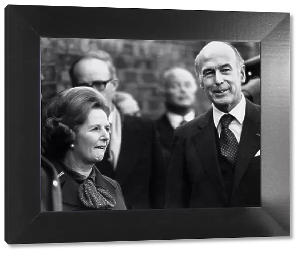 Margaret Thatcher with President Valery Giscard D Estaing outside 10 Downing Street