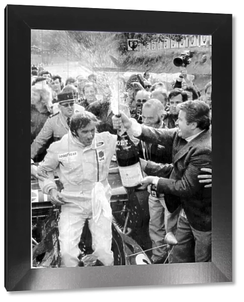 Jackie Stewart, Scottish F1 driver during celebrations after winning the French Grand