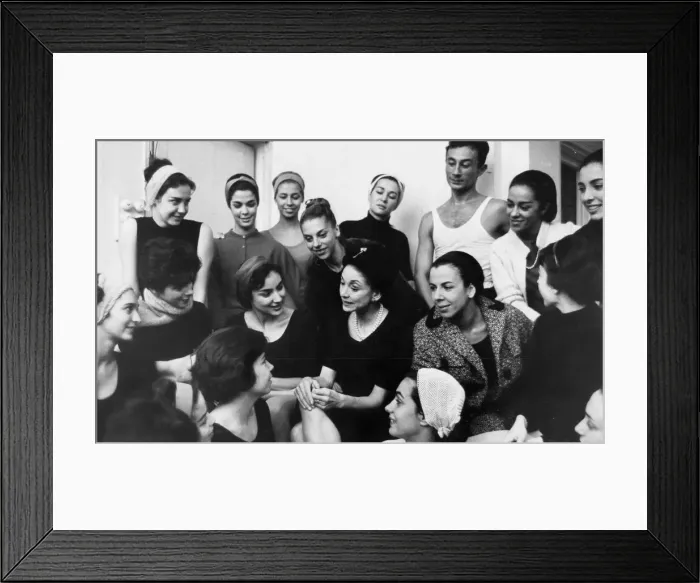 Framed Print : Margot Fonteyn talking with dancers from the Brazilian Ballet during their rehearsals Framed Print : Margot Fonteyn talking with dancers from the Brazilian Ballet during their rehearsals