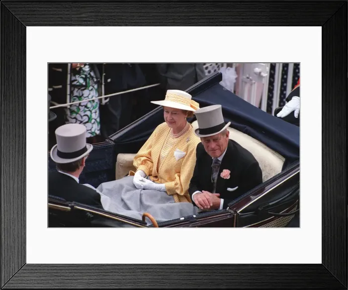 Framed Print : Queen Elizabeth II and The Duke Of Edinburgh, Prince Philip riding in a carriage during Framed Print : Queen Elizabeth II and The Duke Of Edinburgh, Prince Philip riding in a carriage during