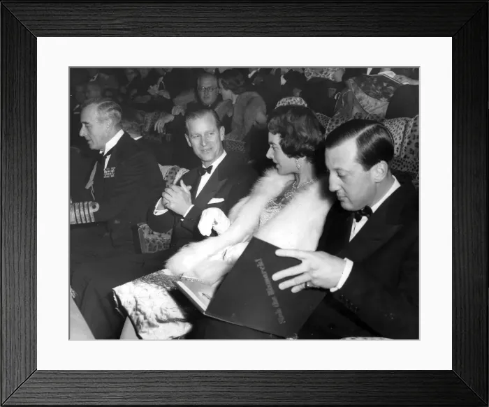 Framed Print : Prince Phillip at the cinema with left to right, Earl Mountbatten, Prince Phillip Framed Print : Prince Phillip at the cinema with left to right, Earl Mountbatten, Prince Phillip