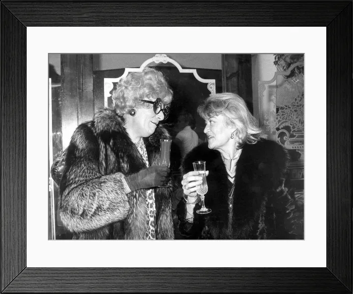 Framed Print : Barry Humphries as Dame Edna Everage with Jean Rook at Selfridges