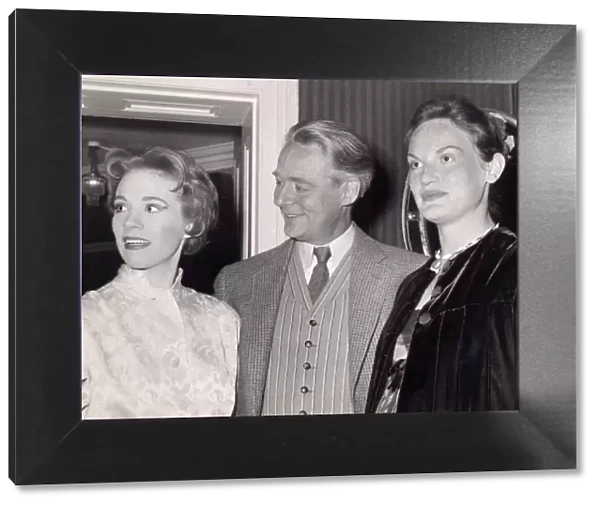Julie Andrews with Alec Clunes and his wife backstage during My Fair Lady at the Theatre