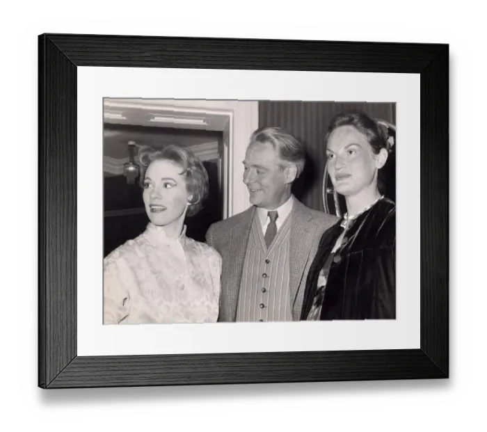 Framed Print : Julie Andrews with Alec Clunes and his wife backstage during My Fair Lady at the Theatre Framed Print : Julie Andrews with Alec Clunes and his wife backstage during My Fair Lady at the Theatre