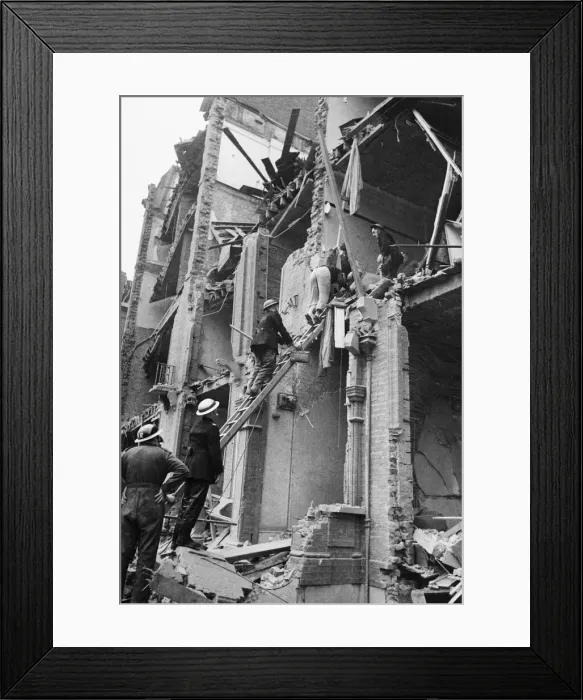 Framed Print : Flying bomb crashed on flats at Nevern Square, Kensington. 23rd July 1944 Framed Print : Flying bomb crashed on flats at Nevern Square, Kensington. 23rd July 1944