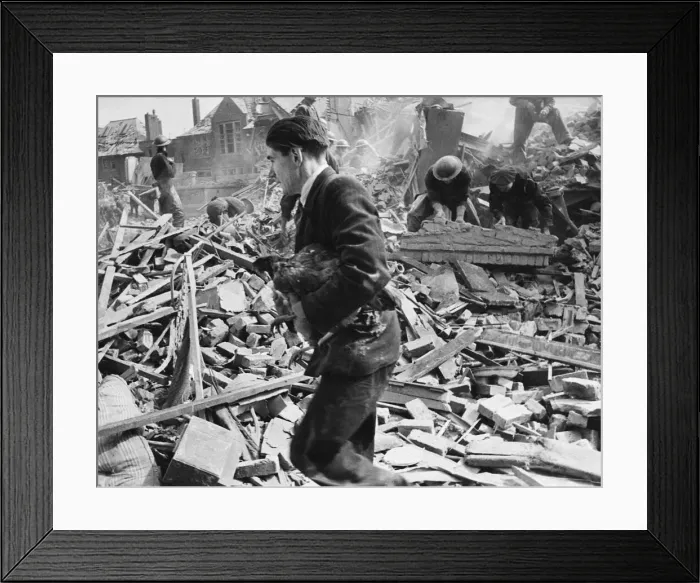 Framed Print : Buxton & Underwood Street, E1. Flying bomb incident in Southern England showing Framed Print : Buxton & Underwood Street, E1. Flying bomb incident in Southern England showing