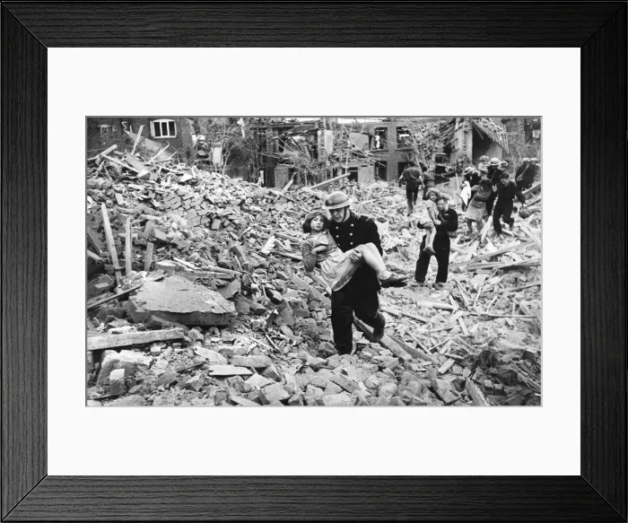 Framed Print : Moorfields Hospital, City Road, completely flattened after air raid during World War II Framed Print : Moorfields Hospital, City Road, completely flattened after air raid during World War II