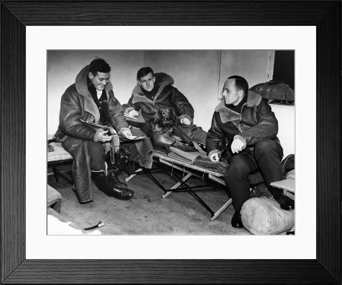 Framed Print : Pilots of an RAF night fighter squadron relaxing as they stand by for the order to take Framed Print : Pilots of an RAF night fighter squadron relaxing as they stand by for the order to take