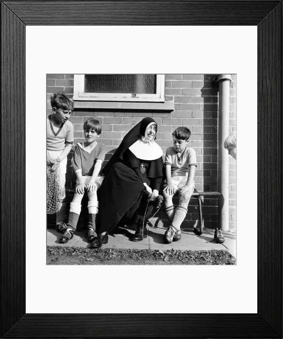 Framed Print : Sister Gabriel, chief coach, manager and trainer of the St Joseph