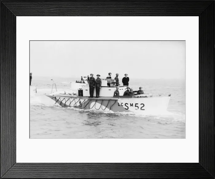 Framed Print : Combined operations exercises. Close up of support craft used for making smoke Framed Print : Combined operations exercises. Close up of support craft used for making smoke