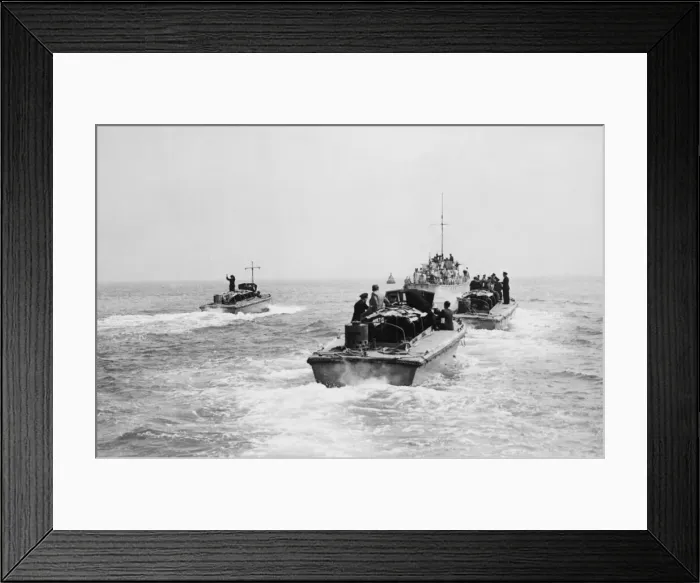 Framed Print : Combined operations exercises. A Landing Flotilla setting off during exercises in Framed Print : Combined operations exercises. A Landing Flotilla setting off during exercises in