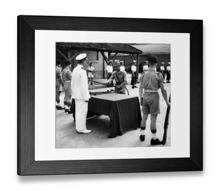 Framed Print : Japanese naval elements in Saigon handed over to the British Navy on 24th November 1945 Framed Print : Japanese naval elements in Saigon handed over to the British Navy on 24th November 1945