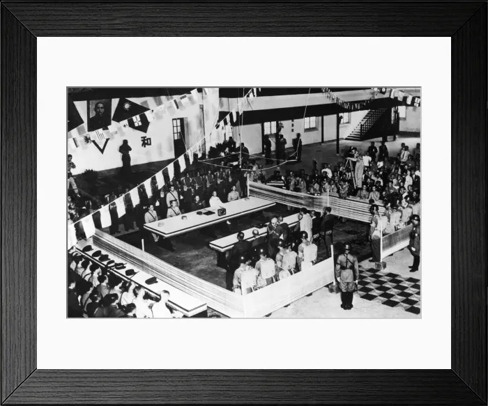 Framed Print : General view of the Japanese surrender ceremonies in the Central Military Academy of Framed Print : General view of the Japanese surrender ceremonies in the Central Military Academy of
