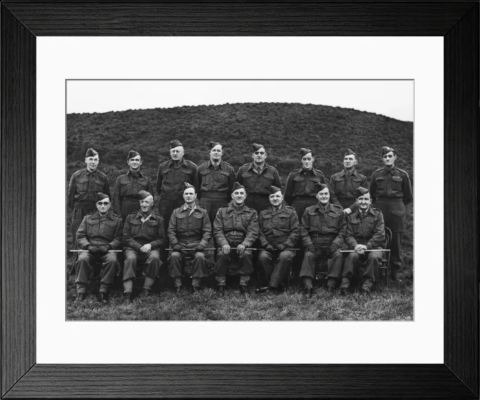 Framed Print : Major Robert S. Palmer (centre) with officers of the 6th Mumbles Company of Glamorgan H. G