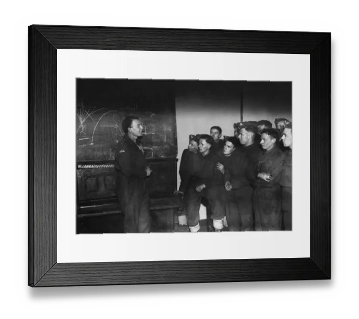 Framed Print : A blackboard lecture on parachutists by Lieutenant Ewart Evans to men of the Welch Framed Print : A blackboard lecture on parachutists by Lieutenant Ewart Evans to men of the Welch