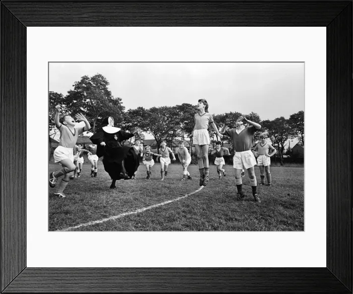 Framed Print : Sister Gabriel, chief coach, manager and trainer of the St Joseph