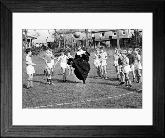 Framed Print : Sister Gabriel, chief coach, manager and trainer of the St Joseph