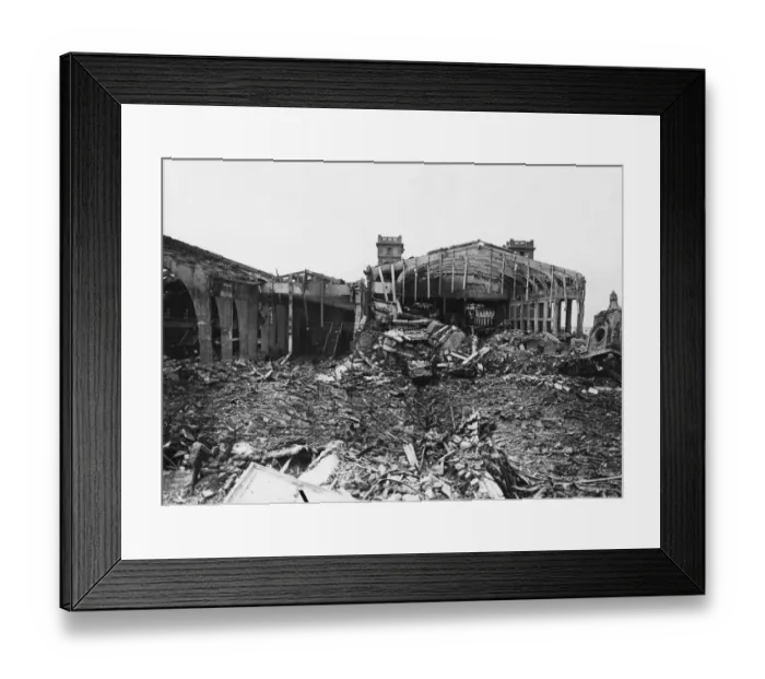 Framed Print : A view of the damaged docks in Cherbourg, where U.s Army engineers are rushing the job of Framed Print : A view of the damaged docks in Cherbourg, where U.s Army engineers are rushing the job of
