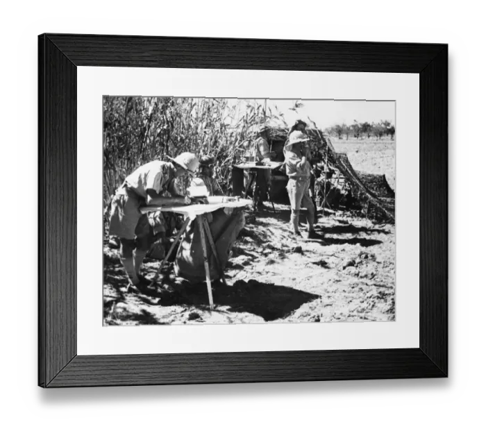 Framed Print : Artillery exercise in Cyprus at a Battery Command Post during the Second World War Framed Print : Artillery exercise in Cyprus at a Battery Command Post during the Second World War